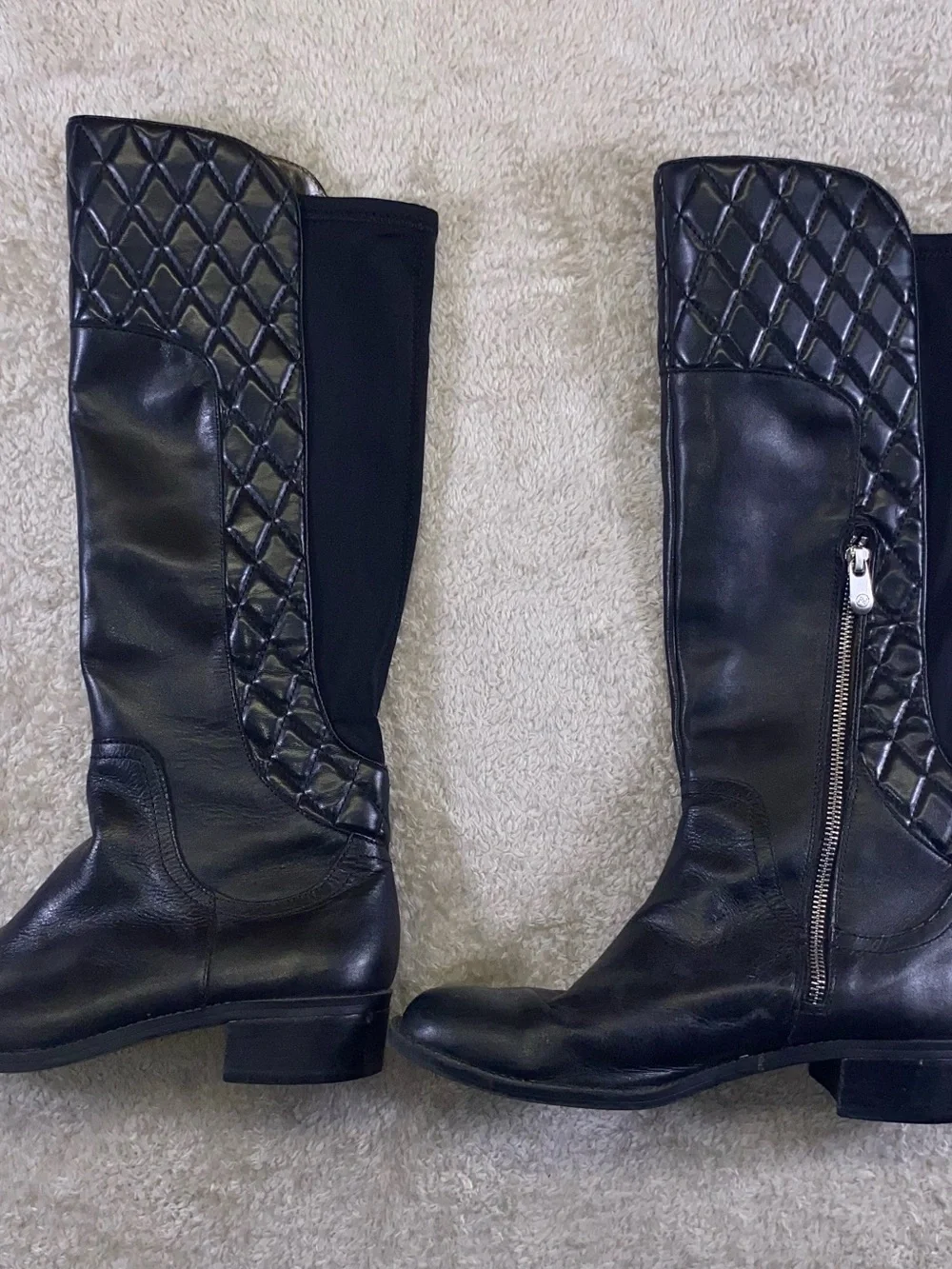 Adrienne Vittadini Black Quilted  Riding Boots size 9